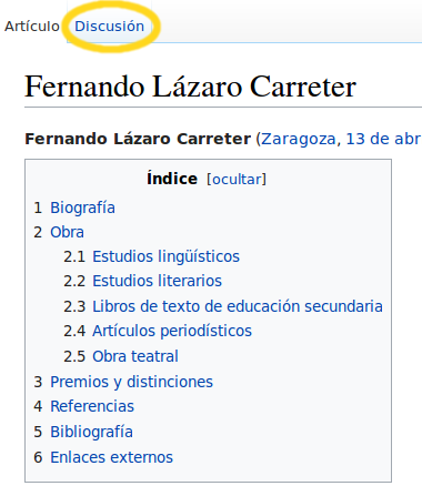 Apartado de discusión en Wikipedia